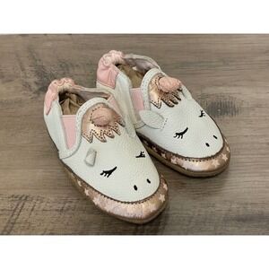 Robeez Evie Magical Unicorn Soft Sole Baby White Rose Gold Leather Star 6-12M